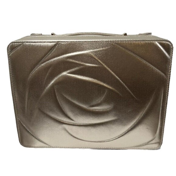 Lancome Metallic Gold color Makeup Bag Case ~ 2023 limited Edition~ with Handle - Picture 2 of 7